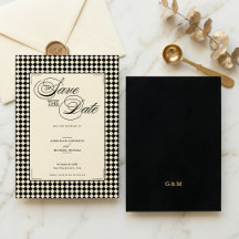 Elegant Monogram Black Cream Checkerboard