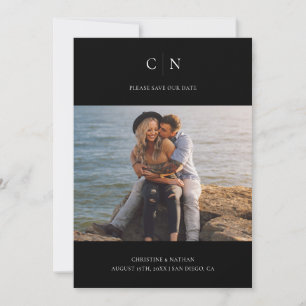 Save The Date Élégant Monogramme Photo QR Code