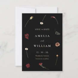 Save The Date Élégant Moody Automne Fleur sauvage Mariage d'auto