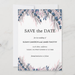 Save The Date Elegant Navy Blush aquarelle floral Enregistrer la