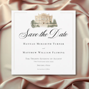 Save The Date Élégant Néoclassique Vintage Scènes Mariage