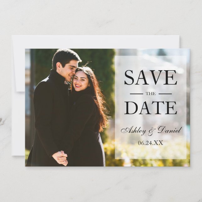 Save The Date Élégant noir et blanc Enregistrer la date superpos (Devant)