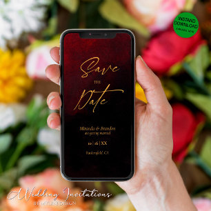 Save The Date Elégant Noir Noir Noir Mariage Enregistrer la Date