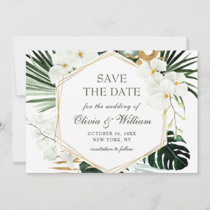 Save The Date Elégant Oasis Orchid Bohemian Green Mariage