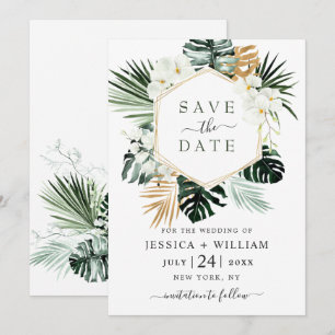 Save The Date Elégant Oasis Orchid Bohemian Green Mariage