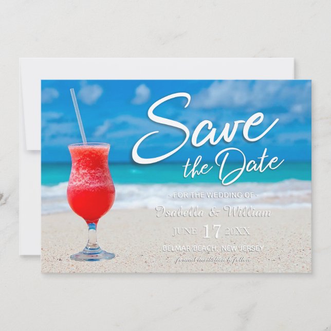 Save The Date Élégant Ocean Beach Summer Drink Enregistrer la da (Devant)