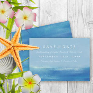 Save The Date Elegant Ocean Watercolor Wedding Enregistrer la da