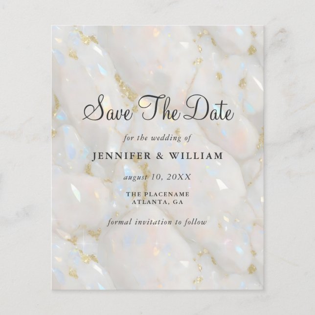 Save the Date Elegant Opal Stone Pastel Flyer (Vorne)
