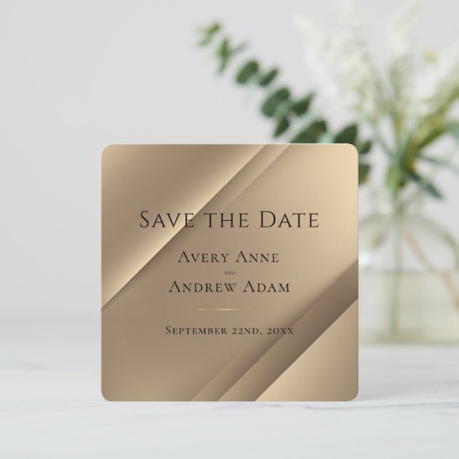 Save The Date Élégant Or Moderne (Debout devant)