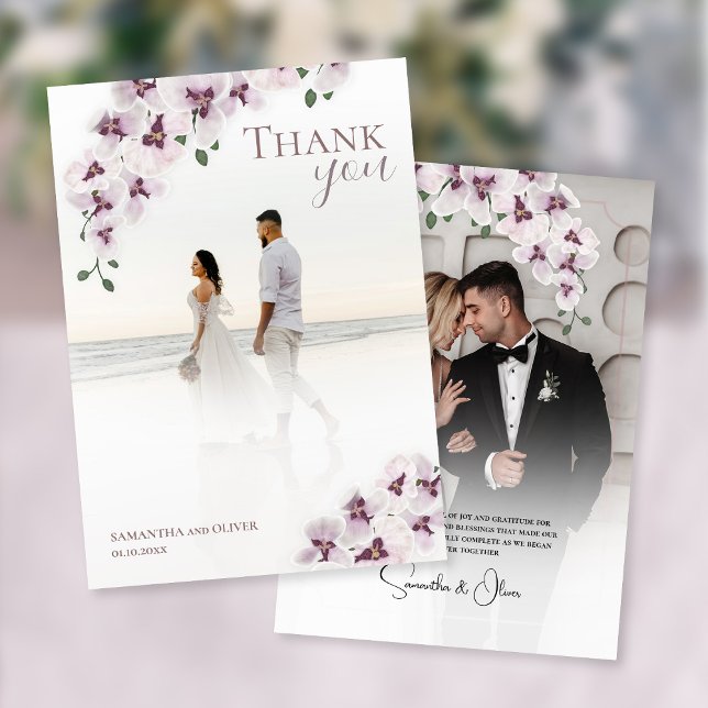 Save The Date Elegant Orchid Minimalist Wedding Thank You Card (Créateur téléchargé)