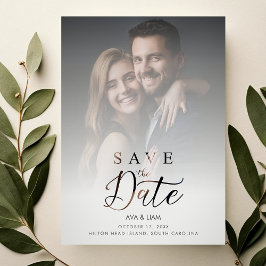 Save The Date Elegant Overlay Gradient Grey Shades Photo Wedding