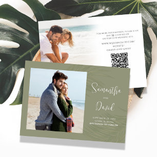 Save The Date Élégant Palm Vert Feuille Mariage