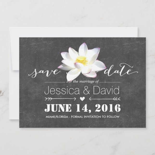 Save The Date Elégant panneau de signalisation Lotus Flower Enre (Devant)