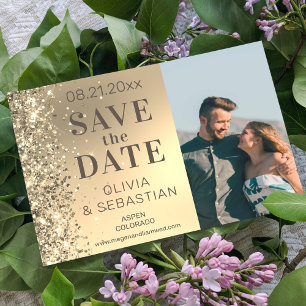 Save The Date Elegant Parties scintillant Or Chic Photo Mariage 