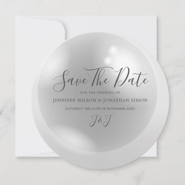 Save The Date Elegant Pearl Simple Chic (Devant)