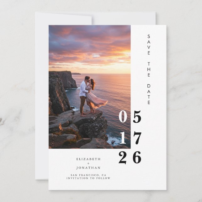 Save The Date Élégant Personnalisé Happy Mariage classique (Devant)