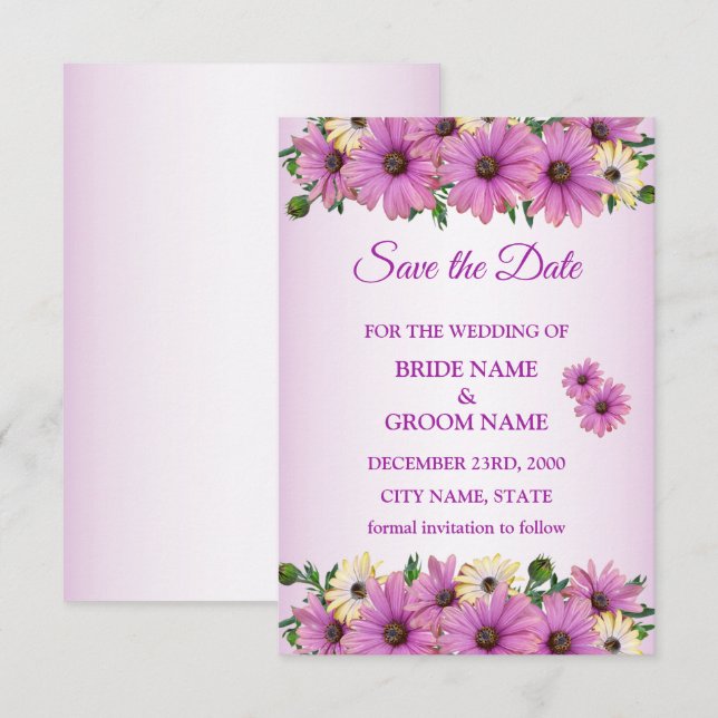 Save The Date ًElegant Pink Yellow Floral Rustic (Devant / Derrière)