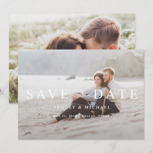 Save The Date Élégant revêtement blanc moderne 2 Mariage photo