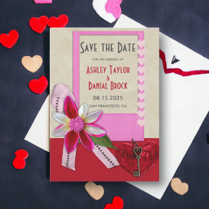 Save The Date Élégant Romantique Bow Heart Mariage ornemental