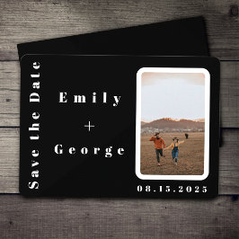 Save The Date Élégant Romantique Noir et Blanc Mariage moderne