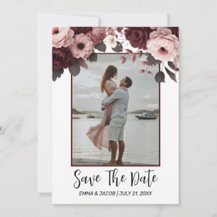 Save The Date Élégant Rose Blush Rose Burgundy Enregistrer La Da