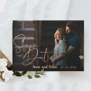 Save The Date Elégant Rose Faux Gold Script Mariage Photo