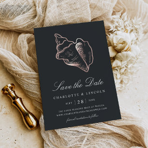 Save The Date Élégant Rose Gold Conch Mariage Shell
