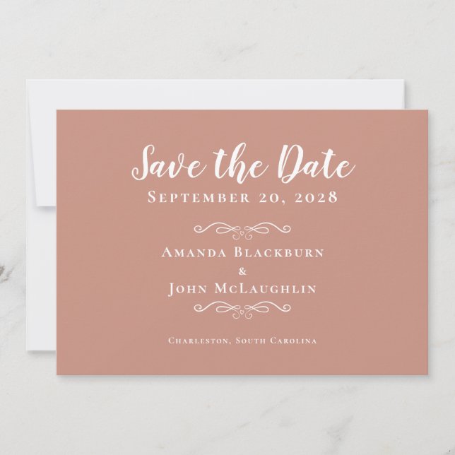 Save The Date Élégant Rose Gold Delicate Calligraphie romantique (Devant)