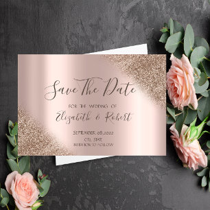 Save The Date Elégant Rose Gold Parties scintillant Ombre Enregi