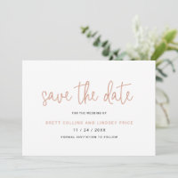 Élégant Rose Gold Pink Typographie Mariage moderne