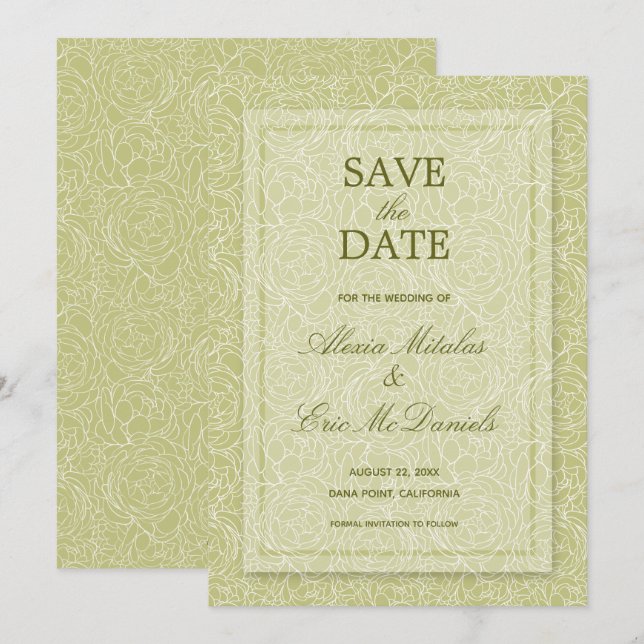 Save The Date Élégant Rose Moderne Mariage Floral (Devant / Derrière)
