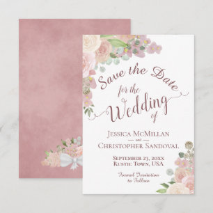 Save The Date Elégant Rose rose floral  Mariage