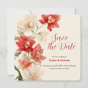 Save The Date Elégant Rouge Cattleya Orchidées Mariage Enregistr
