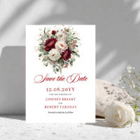 Élégant Rouge Foncé Blush Doré Enregistrer La Date