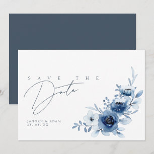 Save The Date Elégant Royal Blue Roses Floral Mariage
