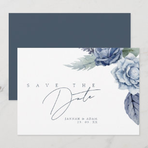 Save The Date Elégant Royal Blue Roses Floral Mariage