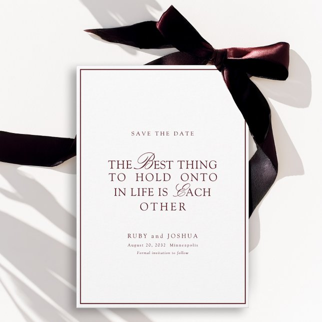 Save The Date Elegant Royal Burgundy & White Wedding  (Elegant Royal Burgundy & White Wedding Save The Date)