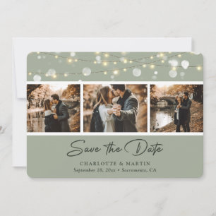 Save The Date Elégant Sage Green Mariage Photo Enregistrer La Da