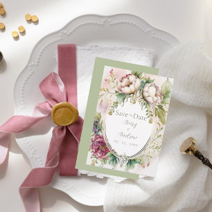 Save The Date Élégant Sage Green Romantique Rustique Enregistrer