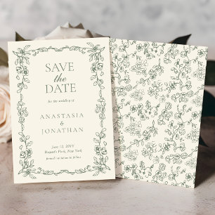 Save The Date Élégant Sage Green Vintage Mariage victorien