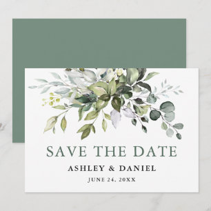 Save The Date Elégant Sage Vert Aquarelle Verdure