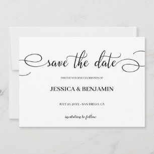 Save The Date Élégant Script Calligraphie Mariage Enregistrer la