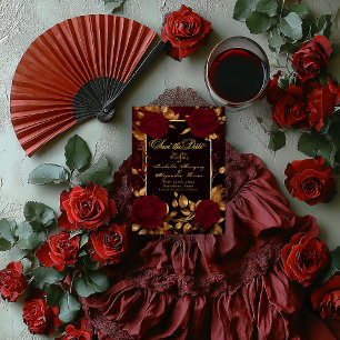 Save The Date Élégant script flamenco Rose rouge