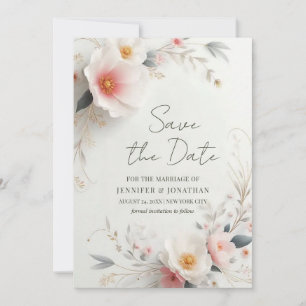 Save The Date Élégant Script Fleurs Aquarelle Enregistrer La Dat