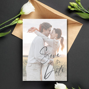 Save The Date Élégant script Mariage photo moderne