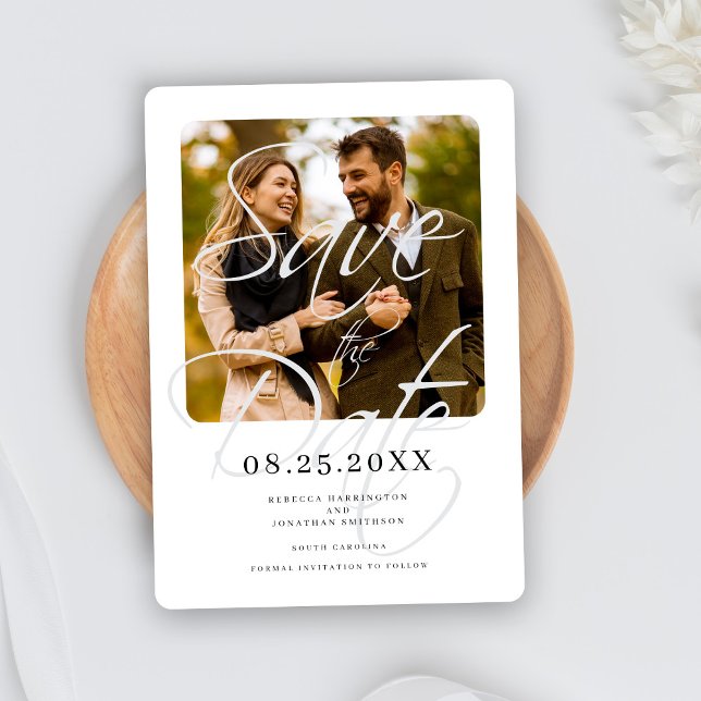 Save The Date Élégant script minimal photo Mariage (Créateur téléchargé)