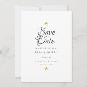 Save The Date Élégant Script moderne Cupides Or
