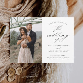 Save The Date Élégant Script Photo Mariage Enregistrer La Date