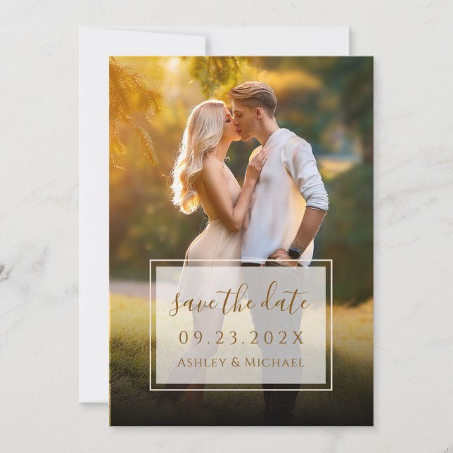 Save The Date Élégant Script Photo Moderne Transparent Mariage (Devant)