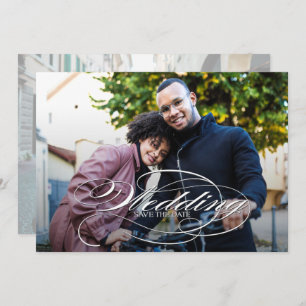 Save The Date Élégant Script Photo Wedding Enregistrer La Date
